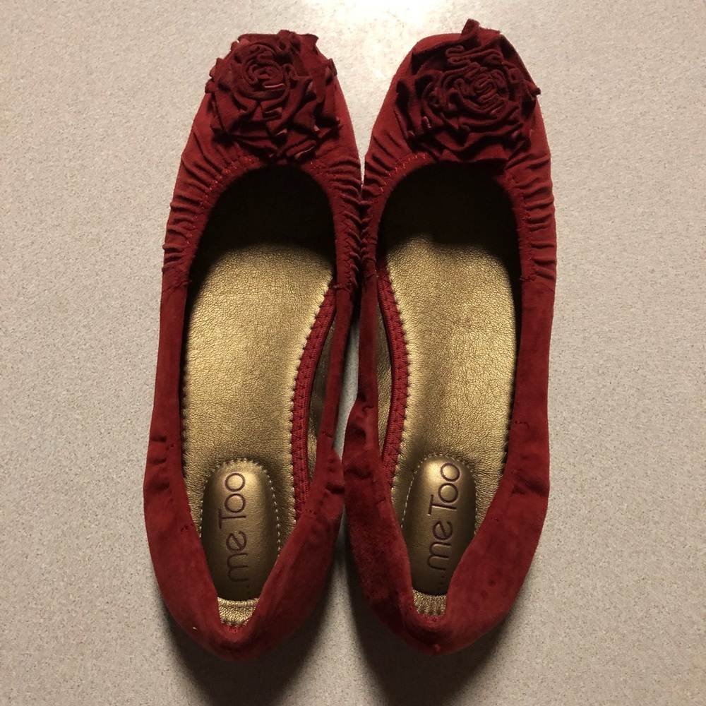 Red suede flats